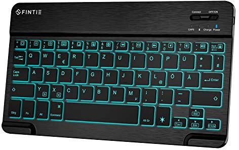 Fintie Bluetooth Tastatur (Deutschem Layout QWERTZ), Beleuchtete Tastatur mit Farbige Hintergrundbeleuchtung für iPad 10.9/10.2/9.7 Zoll, iPad Air 6/5/4/3/2/1