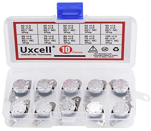 sourcing map 10 Stück Thermoschalter NC KSD301 Thermostat 40-100°C Temperatur 40 45 50 55 60 65 70 80 90 100°C Sortiment Normalerweise Schließen