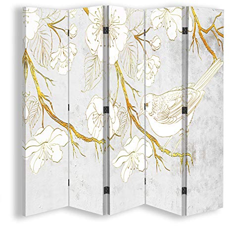 Feeby Trennwand Raumtrenner Abstrakt Pinnwand 5-teilig beidseitig Gold 180x175 cm