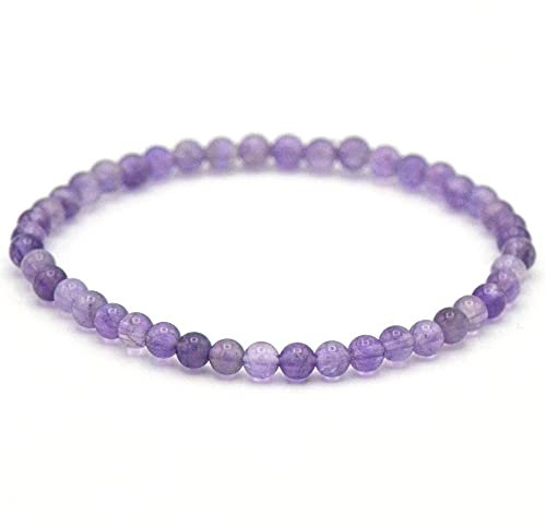 Miracles Minéraux Bracelet perle ronde 4 mm fin et discret, pierre naturelle, création artisanale française, plus de 60 choix (Améthyste 4 mm)