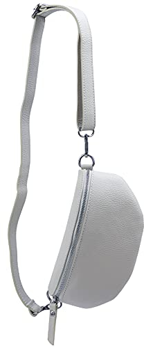 SH Leder ® echt Leder Hüfttasche Damen Herren Unisex Gürteltasche für Festival Reise Bauchtasche kleine Crossbody Bag Frauen Ledertasche 23x12cm AVA G292 (Hellgrau)