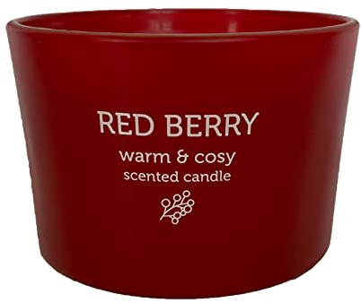 PAN AROMA® RED Decorative Holder & Scented Candle, RED Berry, 85g
