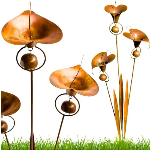 Happy Gardens Calla Lily Gartenstecker mit Glocken, bronzefarbene Lilien, Blumendekorationen