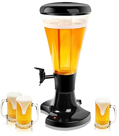 Dispensador de Cerveza Torre De Cerveza De 3 litros, Dispensador De Bebidas De Tiro Frío con Luces LED Extraíbles, Tubo De Hielo For Fiestas, Bar En Casa, Bar, Fiesta En Casa