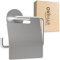 ovimar Porte-Rouleau de Papier Toilette Hanstholm sans perçage Argenté | Porte-Rouleau adhésif en Acier Inoxydable | Porte-Rouleau avec Couvercle | Porte-Rouleau de Toilette