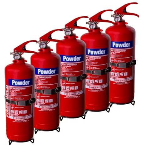 5x FireShield 2kg ABC Dry Powder Fire Extinguisher, Cars, HGVs, Homes, Pack of 5