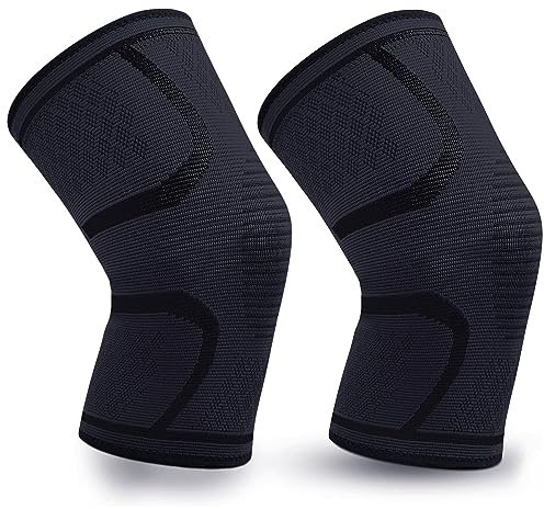 LEVADA PLUS Ginocchiera a Compressione per Donna e Uomo – Confezione da 2, Fascia di Supporto per Corsa, Menisco, Legamento Crociato, Sollievo Dolore, Sport, Recupero Infortuni, Nero (M)