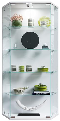 VCM Wandvitrine 83x17x114 cm 2 Türen 5 Fächer Holzwerkstoff Glas Büro | Präsentation und Aufbewahrung von Sammlerstücken - Wohnzimmer oder Büro - für Sammler und Liebhaber - Holzwerkstoff, Glas