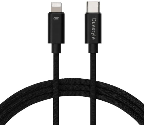 Questyle Cavo USB C DAC OTG da 1,2 m, adattatore audio per iPhone 13/12/11/X/8/7/6/Plus, iPad Pro/Air/Mini, iOS15 a adattatore maschio tipo C (solo per amplificatore M12i M15i)