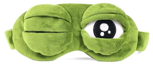 Sarini Schlafmaske,Frosch-Augenmaske,kreative Cartoon-Augenbinde für Damen und Herren,Grün