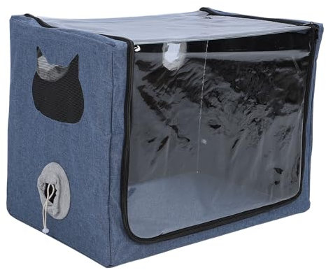 YUYTE Caja de Nebulización para Mascotas, Cámara de Atomización Transparente para Perros Gatos, Jaula de Oxígeno Portátil Plegable para Mascotas con Kit de Nebulización y Manta