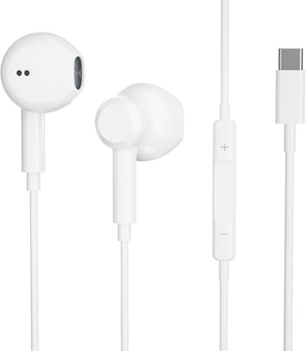 Earphones USB C Headphones,Type C Wired In-Ear Earbuds with Microphone and Volume Control Earbuds Compatible with HUAWEI P30/Pro/SAMSUNG S20 S21 Googles pixel