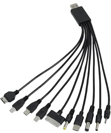 10-in-1 Universal Multiple USB Charger Cable All‑in‑One Multi Charging Cable with 10 Adapters for iPhone, Samsung Galaxy, Huawei, OnePlus, Kindle, LG, Android, Compact, High‑Speed Data Solution