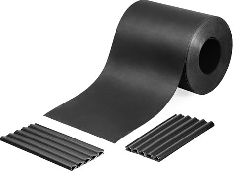 HOLZBRINK Rouleau brise-vue 19 cm x 26 m en PP + 25 clips de fixation | Kit occultant pour grillage rigide, extérieur, balcon, jardin | noir (RAL 9005)