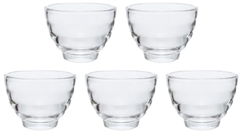 HARIO HU-3012 Vasos de vidrio resistentes al calor, juego de 5, aptos para microondas, horno, lavavajillas, 177.4 ml (170 ml), fabricado en Japón