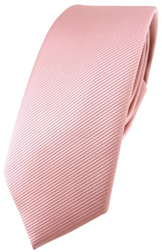 TigerTie - schmale Designer Krawatte in rosa altrosa einfarbig Uni Rips gemustert