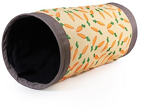 Rosewood 19615 Snuggles Spieltunnel Aus Stoff Mit Karotten-Print Für Kaninchen, Meerschweinchen, Frettchen Und Ratten