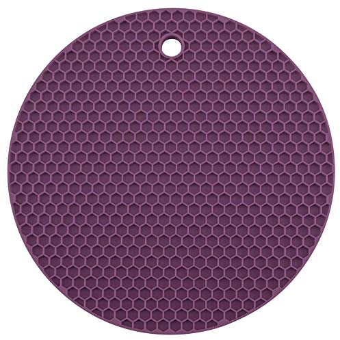 Wabenuntersetzer rund | Premium-Silikon & BPA frei| Hitzebeständig | Spülmaschinenfest | 18cm | Farbe: lila