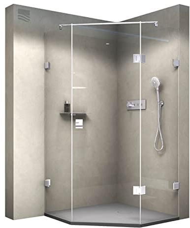 Doccia angolare EX415 80 x 80 cm porta girevole vetro temprato revêtement NANO senza piatto doccia