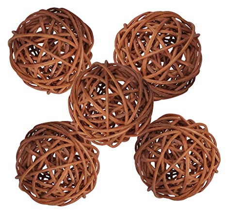 P Prettyia 5 Stück 7 cm Rattankugeln Rattan Kugeln Dekokugeln Rattan Ball Hochzeit Party Aufhängen Dekoration