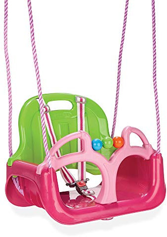 Pilsan Samba - Columpio con barra en T y respaldo, incluye 3 pelotas de juego, peso máximo 100 kg, color rosa y verde