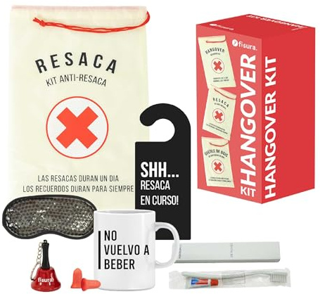 FISURA - Kater-Kit Lustige hochzeitsgeschenk. Geschenkset für Männer und Frauen. Party-Geschenk. Lustiges Geschenk für Freunde.8 Produkte (Spanisch), Weiß