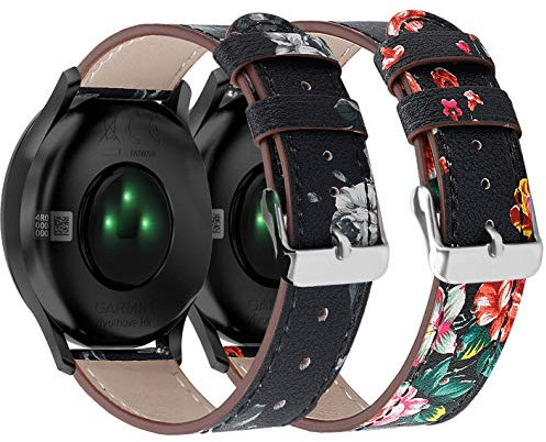 RuenTech Bracelet de Rechange en Cuir Compatible avec Garmin Vivomove 3/Style/Luxe/Venu - 20 mm (2-B Couleur)