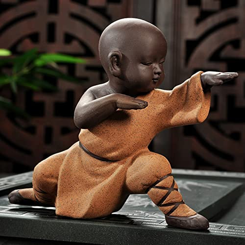 Estatuas de Buda Figuras Zen Decoracion Salon, Estatuas de Pequeño Monje de Cerámica de Buda Escultura Feng Shui Adornos Decoración del Hogar Budas Decorativos para Kung Fu Tea Bandeja de Mesa ,6
