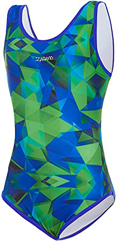 Zagano Badeanzug Mädchen 7003 - badeanzüge für Mädchen -swimsuite for Girls - Bademode für Mädchen, Badeanzug Kinder UV-beständig Schwimmanzug Kinder blau grün Gr. 146