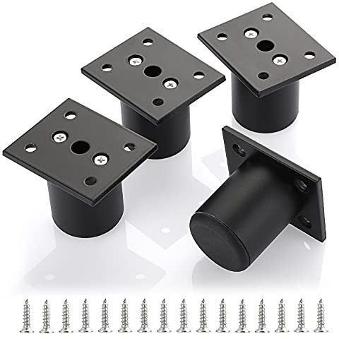 IGNPION 4Pcs 2 Adjustable Furniture Feet,Aluminum Alloy Sofa Furniture Cabinet Riser DIY Furniture Replacement Legs for TV Cabinet Ottoman Sofa Cupboard, Black