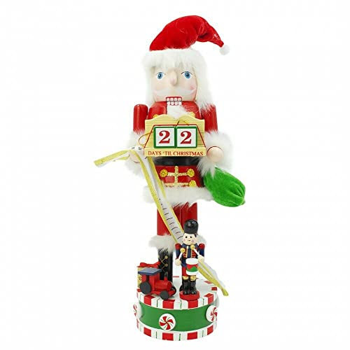 Schiaccianoci Natale Soldato Legno h. 38 cm con Calendario AVVENTO con datario Dipinto a Mano Pupazzo Statuetta Nutcracker Soldier Decorazione Regalo