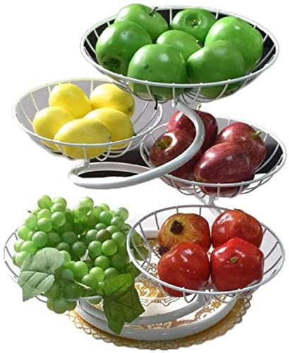 JUNYFFF Obst Etagere, Etagere Obst 5 Etagen,Obstkorb Rack Obstschale, Abnehmbar Obst Halter Küche Ablagekorb,Gemüsegestell, Obst Gemüse Brot Snacks Korb, Höhe 40Cm,Weiß