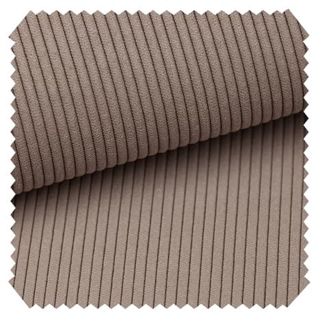 novely® ONTRE - Samtiger Polsterstoff in Feincord-Optik - Robuster Möbelstoff - Pflegeleichte Meterware 1 lfm Farbe: | 21 Graubeige