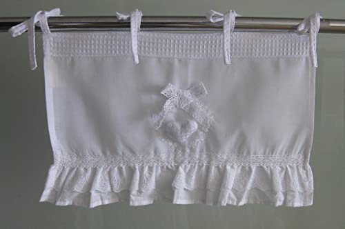 Générique Cantonnière Valentine Blanc Brodé et Dentelle Dimensions 45 x 28 cm