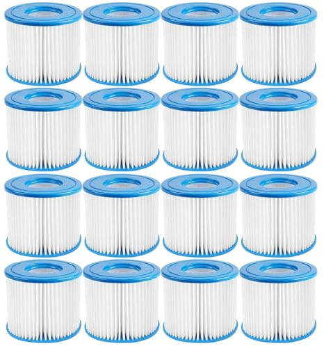 Macaberry Lot de 16 cartouches de filtre de piscine de type D compatibles avec Intex, Summer Waves D, compatible avec FS-350 RP-350 RP-400, RP-600, RX-600, SFS-600