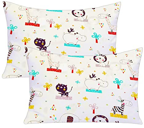 Kissenbezug Kinder 40x60 cm - Motiv Kinderkopfkissenbezug 2 Bezüge - 100% Baumwolle EIN schöner und weicher Bezug für erstes Kissen, Kinderkissen, Dekokissen, Bequemer und niedlicher Baby-Kissenbezug