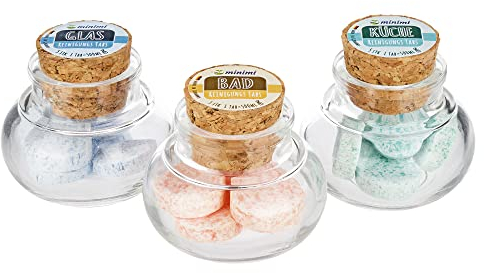 GRÜNERLE Öko Putzmittel Set 7,5L Reinigungsmittel I Nachhaltige Putzmittel Tabs I Allzweckreiniger, Badreiniger und Glasreiniger je 5 Tabs I biologisch abbaubar I 15 Stück