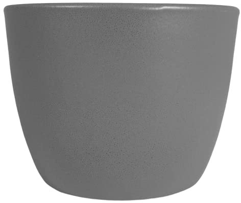 Meliflor Maceta Cerámica Redonda 18x13cm Gris Duraderas y Resistentes - Decoración - Hogar y Jardín - Artesanalmente Fabricado en España