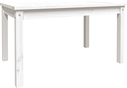 vidaXL Gartentisch, Couchtisch Holzrahmen, Beistelltisch für Garten Terrasse, Loungetisch Kaffeetisch Balkontisch, Weiß 82,5x50,5x45cm Massivholz Kiefer