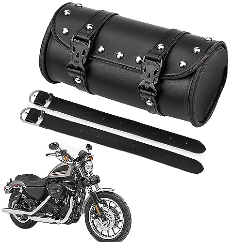 Durnrge Borse in Pelle Moto Strumento, Borsa per Attrezzi in Pelle PU, Borsa Forcella Anteriore per Manubrio Moto, con 2 Cinghie,per Maggior Parte delle Motociclette, Resistente all'acqua e al Calore