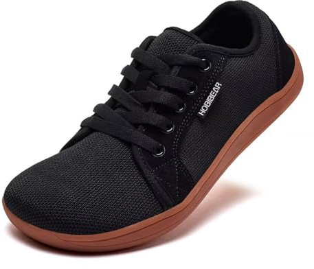 HOBIBEAR Unisex Wide Barefoot Shoes for Men Women Outdoor Trail Running Minimalist Walking Shoes Lightweight and Breathable (Black Brown 7.5 UK)