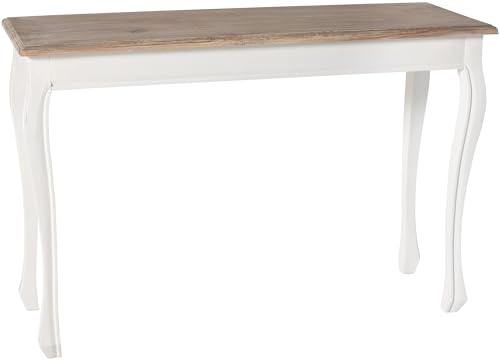 CLP Konsolentisch Balto I Beistelltisch Mit Massiv Holz Platte I Sideboard Für Flur Und Wohnzimmer I Anrichte In Shabby Chic | Farbe Natur/weiß