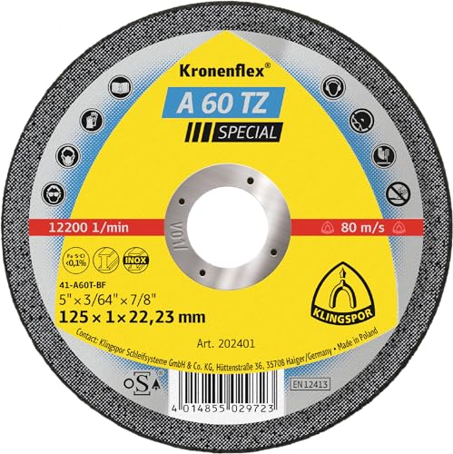Klingspor Trennscheiben A 60 TZ (für Edelstahl/Stahl, Durchmesser 125 mm, in Sichtfensterdose, 11 Stück, Schleifscheibe, Trennscheibe, Schleifmittel) 313253