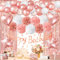 ZERODECO Roségold Geburtstag Party Dekorationen, Happy Birthday Banner Fringe Vorhang Herz Stern Folie Konfetti Ballons für Frauen Mädchen Geburtstag Prinzessin Party