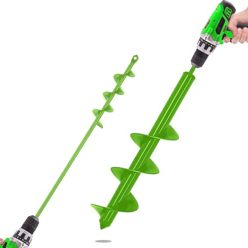 SYITCUN Punta da trapano a coclea per piantare, 4,1 x 41,9 cm + 8,9 x 40,6 cm, resistente, da giardino, strumento per piantare bulbi e scavatrice a coclea, trapano esagonale da 3/8