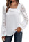 Chemisier Femme Chic Et Élégant, Housse Chemise Voyage Tee Shirt Noir Femme Robe Mode Femmes Décontracté Dentelle Ample Épissure À Manches Longues T-Shirt Été Hauts Impression (White,XL)