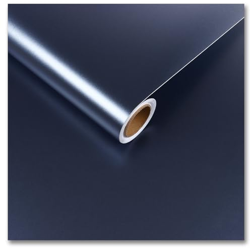 CRE8TIVE Navy Blue Metallic Wallpaper Self Adhesive Wallpaper Textured Kitchen Vinyl Wrap Stainless Steel Contact Paper for Cupboard Fridge Worktop Vinyl Covering Waterproof Dishwasher 30cm x 200cm