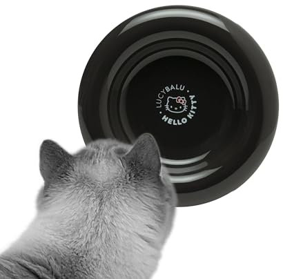 LucyBalu X Hello Kitty Drop gamelle pour Chat en Porcelaine | gamelle surélevée | gamelle d'eau pour Chat | gamelle en Porcelaine surélevée | gamelle d'eau pour Chat | gamelle Ergonomique | Noir