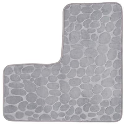 ZGXNYI L-förmige Eckbadezimmermatte, Kopfsteinpflaster, rutschfeste Toilettenmatte, maschinenwaschbar, weich und saugfähig, Bodenmatte, Bade-/Eck-/Duschmatte Teppich Badezimmer(Grey)