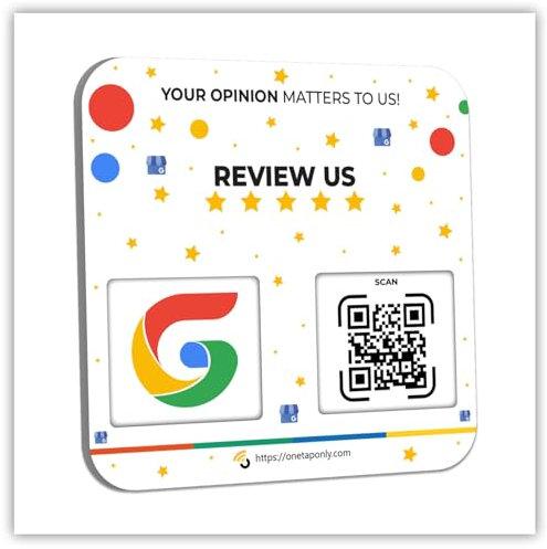 Placa QR para redes sociales, obtén más reseñas, seguidores y aumenta tu presencia, soporte de revisión, letrero de revisión de código QR, firme en la parte posterior (1 placa QR de revisión de